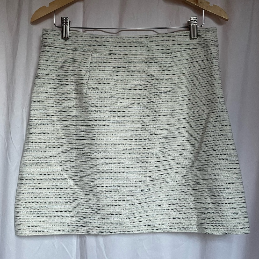 White/blue LOFT Tweed Skirt